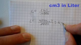 Kubikzentimeter nach Liter umrechnen  Liter in cm3 berechnen [upl. by Roxine]
