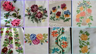 Floral cross stitch Hand embroidery thick cotton  Beautifull Hand cross stitch [upl. by Brittne]