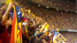 ᴴᴰ Huge clamour at Camp Nou for Catalonian independence Crits dIndependència en el Clàssic [upl. by Symer]