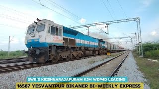 BMTC LIVERIED KJM WDP4D 40388 LEADING 16587 YESVANTPUR  BIKANER BIWEEKLY EXPRESS wdp4d 40388 [upl. by Pattani713]