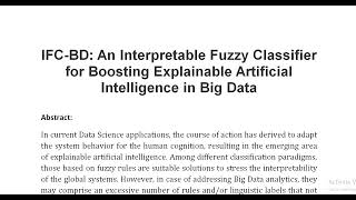 IFC BD An Interpretable Fuzzy Classifier for Boosting Explainable Artificial Intelligence in Big Dat [upl. by Asylla]