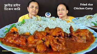 TASTY FRIED RICE AND SPICY CHICKEN CURRY CHALLENGE EATING SHOW 2 SISTERS FOOD EAT COMPETITION [upl. by Jos]