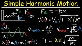 Simple Harmonic Motion Mass Spring System  Amplitude Frequency Velocity  Physics Problems [upl. by Ibrab]