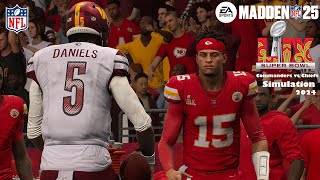 Madden 25 Super Bowl 59 Commanders vs Kansas City Chiefs Sim 2024 Full 15 Minute Quarters Game Play [upl. by Aznerol]