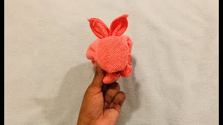 How To Make Super Easy Towel Bunny  Towel Art  Towel Rabbit Folding  Towel Animal  Origami [upl. by Ik914]