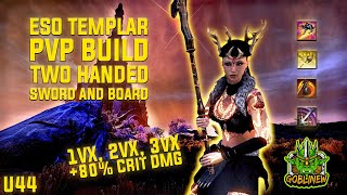 ⚔️ESO 2H TEMPLAR PvP Build 2HSampB U44 l Crit Burst w Pull Set l 1vX 2vX 3vX BGs ⚔️ [upl. by Ailb]