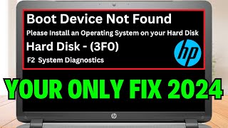 how to fix boot device not found hard disk 3f0 error hp laptop [upl. by Heurlin]