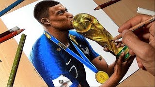 Drawing Kylian Mbappé  World Cup 2018 [upl. by Ogait]