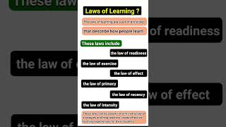 Laws of Learning  Edward Lee Thorndike laws learning learningtheory education education edm [upl. by Sivaj]