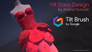 Red Dress VR tilt brush fashion illustration [upl. by Vento]