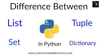 Difference between list tuple set and dictionary in python [upl. by Adnaluy]