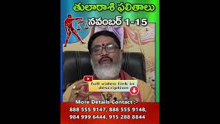 Tula Rasi Phalithalu November 2024  Libra Monthly Horoscope  తులారాశి నవంబర్ ఫలితాలు shots [upl. by Ejroj649]