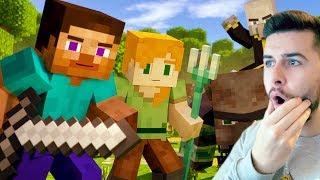 REACTING TO AMAZING VILLAGE RAID MOVIE Minecraft Animations [upl. by Marba]