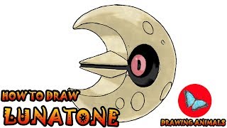 How To Draw Lunatone Pokemon  Coloring and Drawing For Kids [upl. by Ume38]