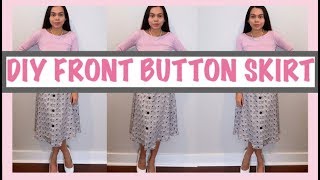 DIY How to make front button skirt Sewing Projects for beginners [upl. by Anaibaf64]