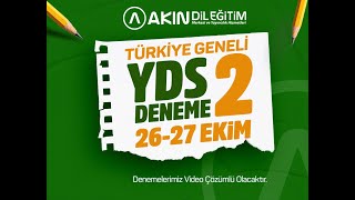 AKIN DİL EĞİTİM  TÜRKİYE GENELİ YDS DENEME SINAVI  2 [upl. by Acirrej]