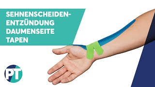 Sehnenscheidenentzündung  QuervainKrankheit Tapen » Tape Anleitung » PhysioTape [upl. by Enawtna]