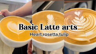 Basic latte art for beginners hearttulipsrosetta [upl. by Yenreit396]