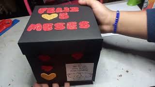 caja explosiva para cumple mes de novios 🥰caja con tira de fotos al final caja 4 estaciones [upl. by Redvers223]