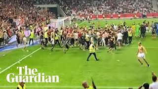 Nice v Marseille fans invade pitch after clashes with players [upl. by Shaum]