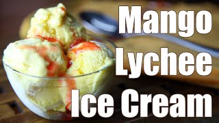 Homemade Mango Lychee Ice Cream without Ice Cream Maker  Simple Indian Recipes 30 [upl. by Yentirb545]