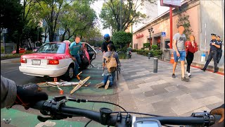 Ciclista Accidentado por Puerta abierta en Ciclovía Insurgentes CDMX [upl. by Dalenna345]