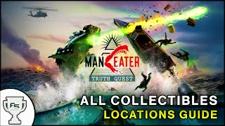 Maneater Truth Quest DLC All Collectible  Landmarks Caches Licence Plates Tin Foil Hats Locations [upl. by Yrakcaz]