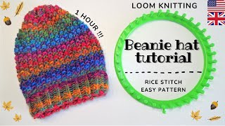 How to make a beanie hat with rice stitch [upl. by Notneuq]