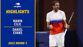 Marin Cilic vs Daniel Evans Highlights  2022 US Open Round 3 [upl. by Lerret]