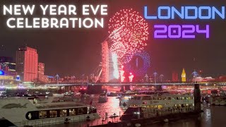 London NYE 2024 Celebration Fireworks London Eye Celebration with fireworks and Drones Red 4 zone [upl. by Marguerita]