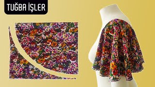 Very Easy and Beautiful Butterfly Sleeve Flare Sleeve Cutting and Sewing  Tuğba İşler [upl. by Gibbeon]