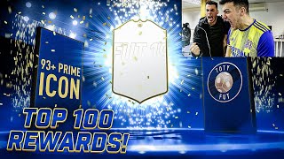 2 ICONS 93 PRIME ICON IN TOP 100 FUT CHAMPIONS REWARDS 40 INFORMS FIFA 19 TOTY PACK OPENING [upl. by Lindberg652]