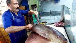 Big Amberjack Fish Cutting  How To Fillet amp Amazing Skills [upl. by Aiset]