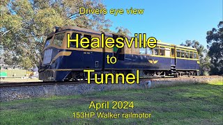 Drivers eye view Healesville to The Tunnel 153HP Walker railmotor May 2024 [upl. by Enoved]