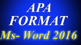 APA Style Document Updated in Microsoft word 2016 [upl. by Waldner336]