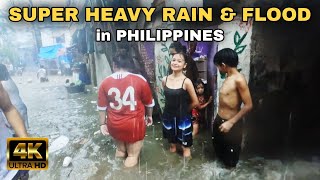 Extremely Heavy RAIN and FLOOD in PAYATAS QUEZON CITY METRO MANILA PHILIPPINES 4K 🇵🇭 [upl. by Zumwalt]