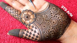 Very unique stylish front hand mehndi design  easy mehndi design  mehndi ka design  mehndi [upl. by Anaicul]