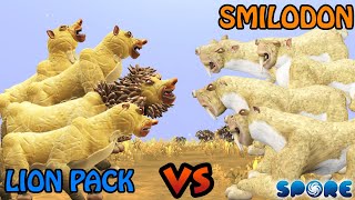 Lion Pack vs Smilodon  Modern vs Prehistoric S1E2  SPORE [upl. by Annaihr]