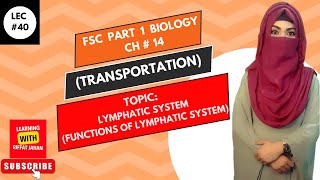 Ch14  Lec  40  Lymphatic System  Function Of Lymphatic System FSc Bio part 1 riffatjahan [upl. by Ayhay]