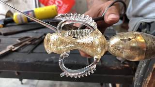 Glass artist Manolo Aguilera creates a traditional Venetian goblet with gold leaf [upl. by Ahsercel621]