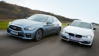 Infiniti Q50h vs BMW Active Hybrid 3 [upl. by Alrick946]