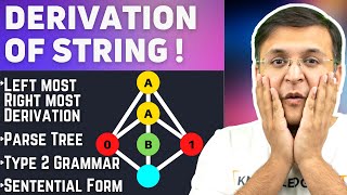 Derivation of String  LeftRightmost Type 2 Grammar Parse Tree  CFG  Compiler Design [upl. by Arluene521]