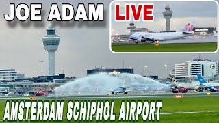 🔴 LIVE at Amsterdam Schiphol Airport  WATER CANON SALUTE FOR KLM F1 [upl. by Elleirua]