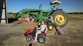 Fun on the farm with kids tractors and real tractors compilation  Tractors for kids [upl. by Mackoff899]