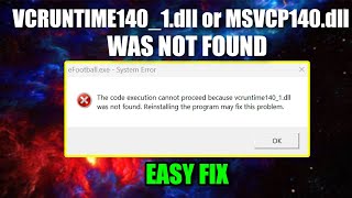 VCRUNTIME1401dll Was Not Found EASY FIX  Including MSVCP140dll [upl. by Sliwa]