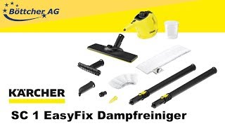 Kärcher SC 1 EasyFix Dampfreiniger 15163300 mit BodenreinigungsSet 1200 Watt 3 bar 200 ml [upl. by Gathard]