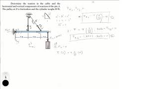 Determine the tension in the cable and the reaction at A [upl. by Arney]