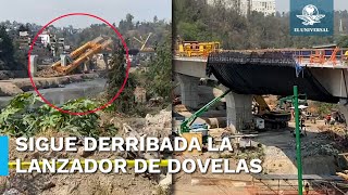 Lanzadora de dovelas en el Tren Interurbano sigue derribada a casi una semana de la caída [upl. by Fanchet316]