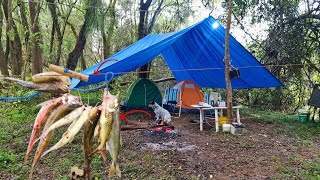 Acampar e pescar com Chuva A Noite ela nos pegouFrito e Culinaria Raiz na Mata [upl. by Munford]