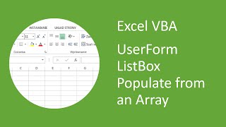 Excel VBA UserForm ListBox Populate from an Array Multidimensional [upl. by Saum]